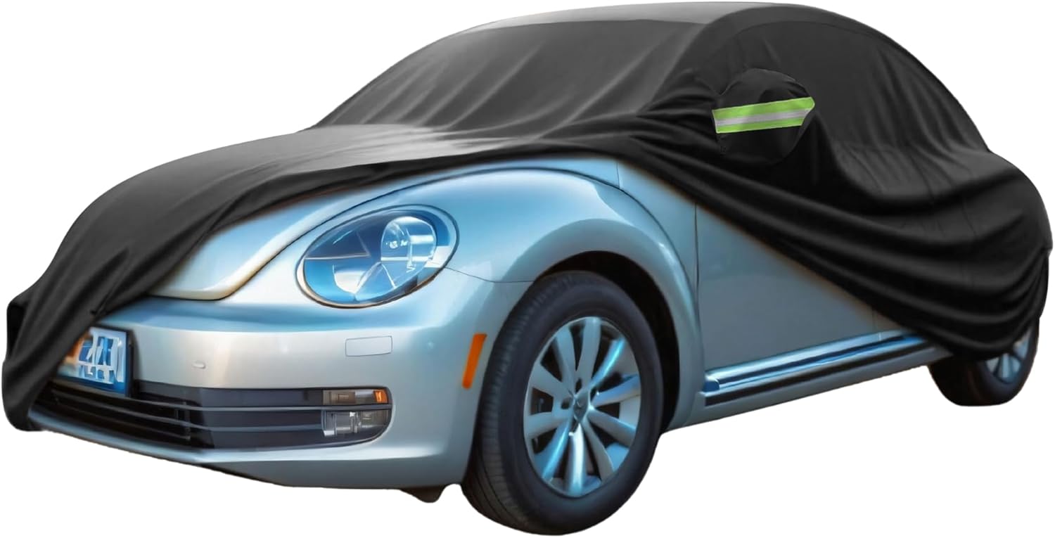 Car Cover Waterproof Custom Fit for Volkswagen New Beetle 1998-2019 All Weather for Automobiles Outdoor Snow Sun Dust UV Protection Full Exterior Cover with Door Zipper