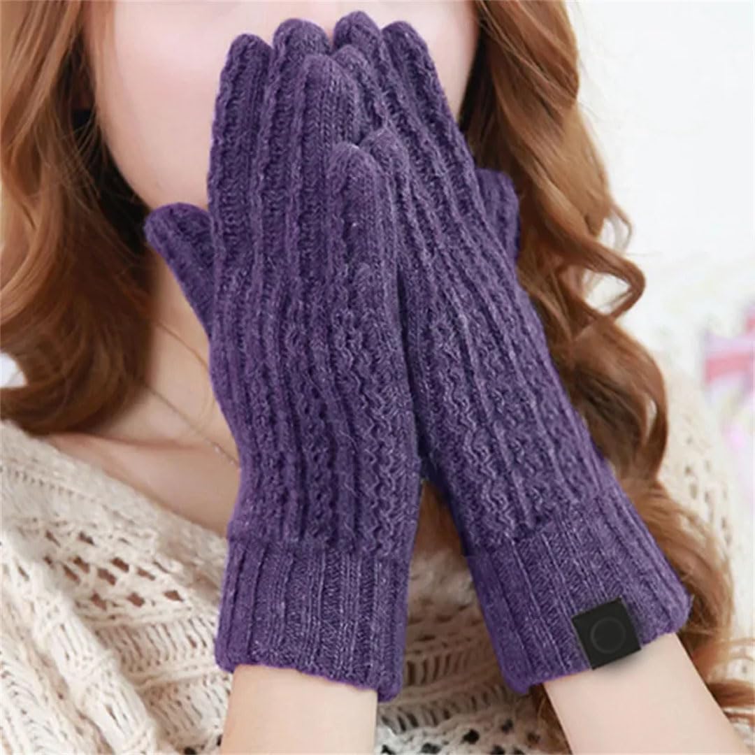 Guanti caldi da donna lavorati a maglia, tinta unita, per Capodanno, feste, casual, caldi