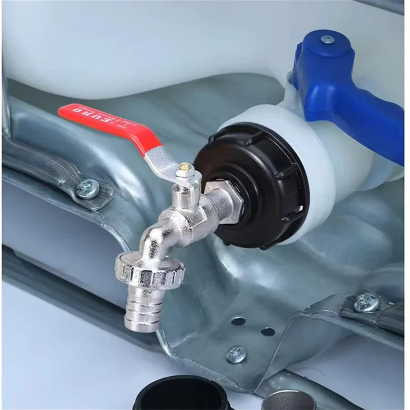 CMBSSTFC Adaptador de Grifo de Tanque IBC S60 * 6, Rosca Gruesa a Conector de 1/2 '' 3/4 '', válvula de Repuesto, Grifo de instalación para jardín y hogar (B)