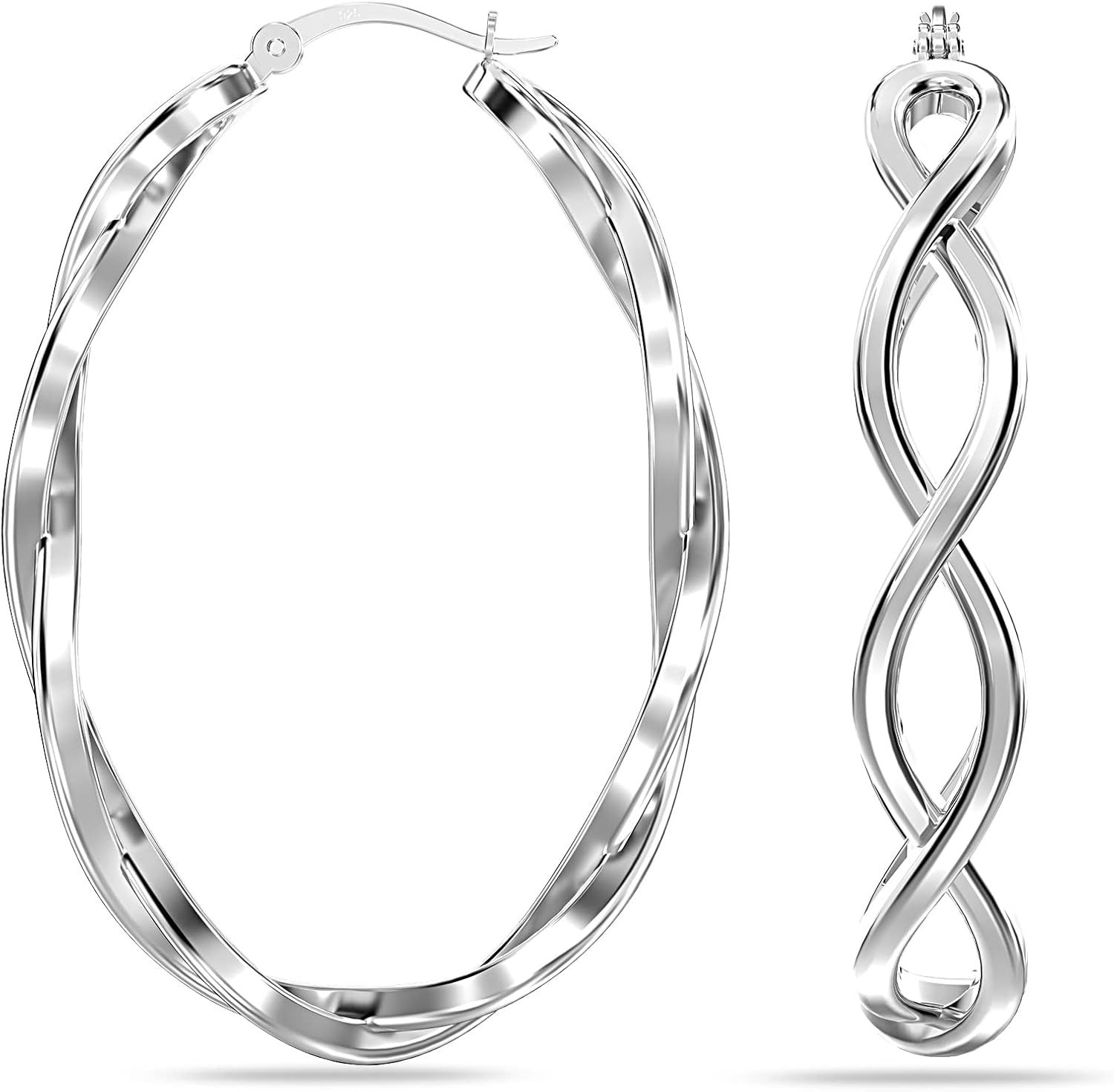 Charmsy 925 Sterling Silver Hoop Earrings for Women Hypoallergenic Lightweight CZ Twisted Hoop Earrings | Cubic Zirconia Hoop Earrings - Image 3