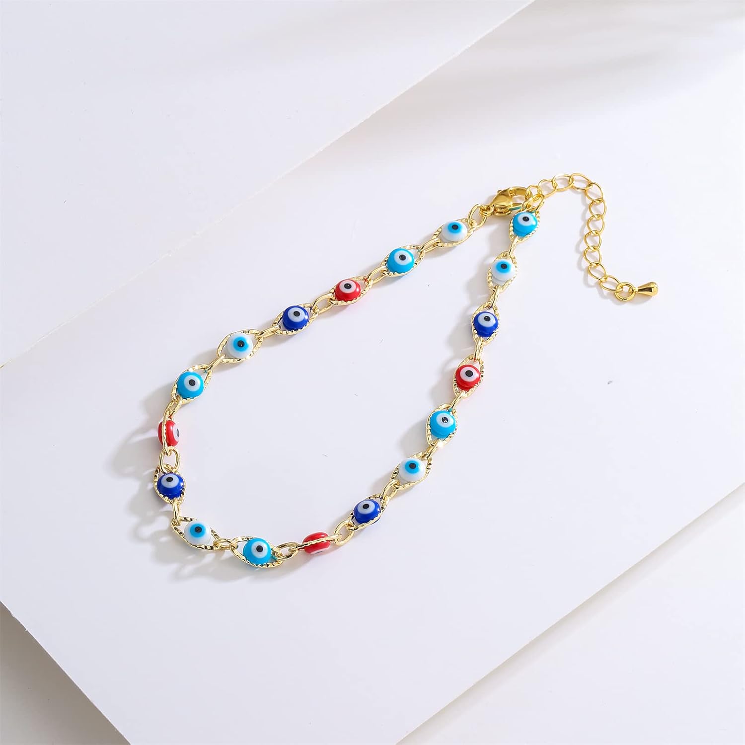 Gold Evil Eye Charm Anklet,18K Gold Plated Boho Beach Dainty Cute Tiny Lucky Foot Chain Ankle Bracelet For Women - Image 5