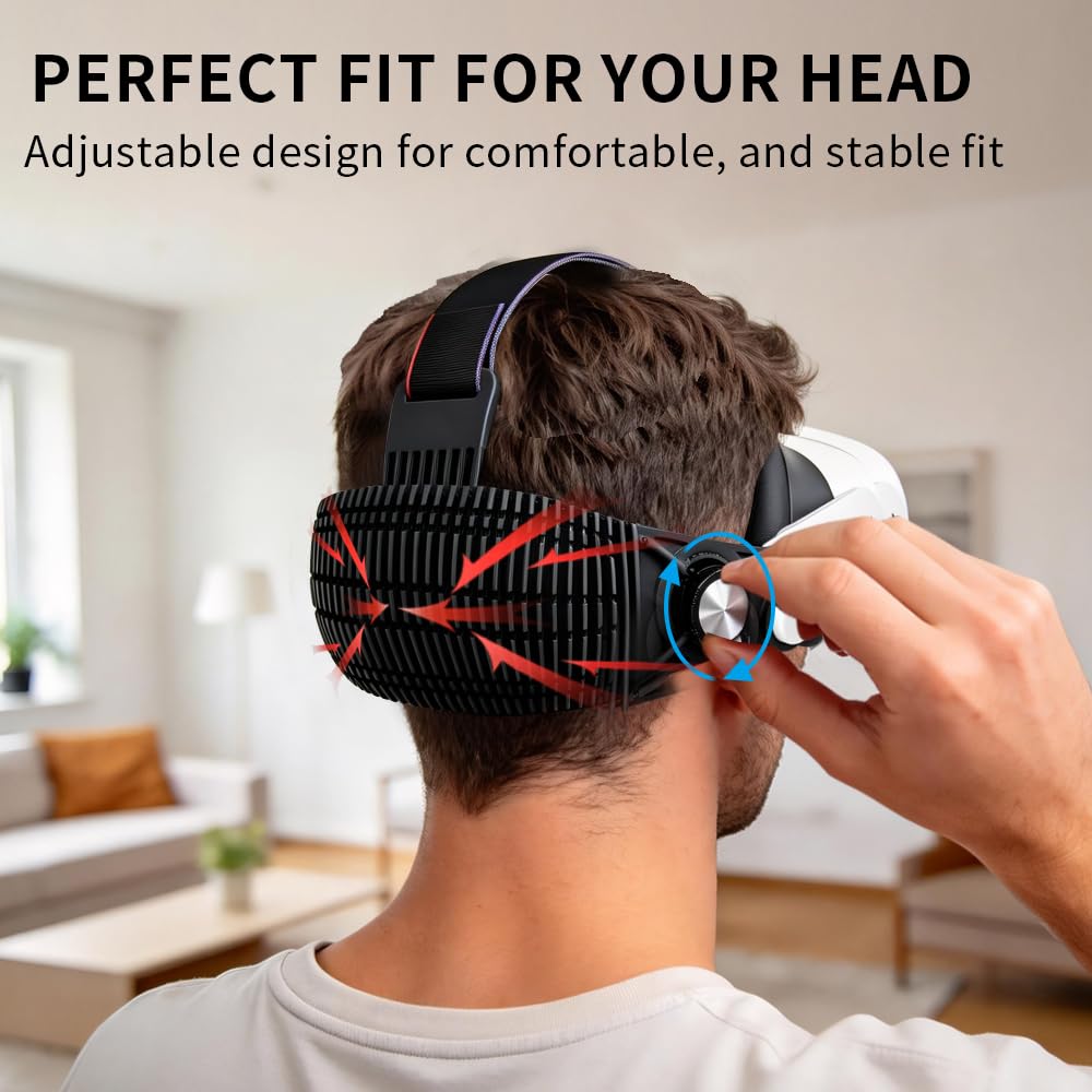 Cinghia per la testa per Meta Quest 3/3S, per giochi VR sdraiati, sollievo dalla pressione, cinghia regolabile ultra leggera da 89,9 g, design ergonomico, accessorio pieghevole Elite Strap