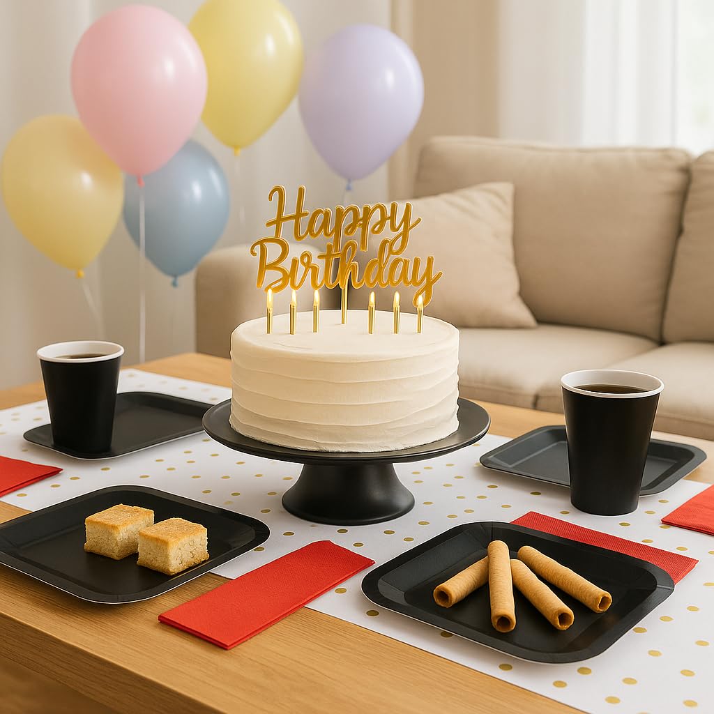 Serviert 50 komplette Party-Pappteller, quadratisch, 22,9 cm, quadratische Pappteller, 17,8 cm, Dessert-Pappteller, 266 ml, 3-lagige Servietten