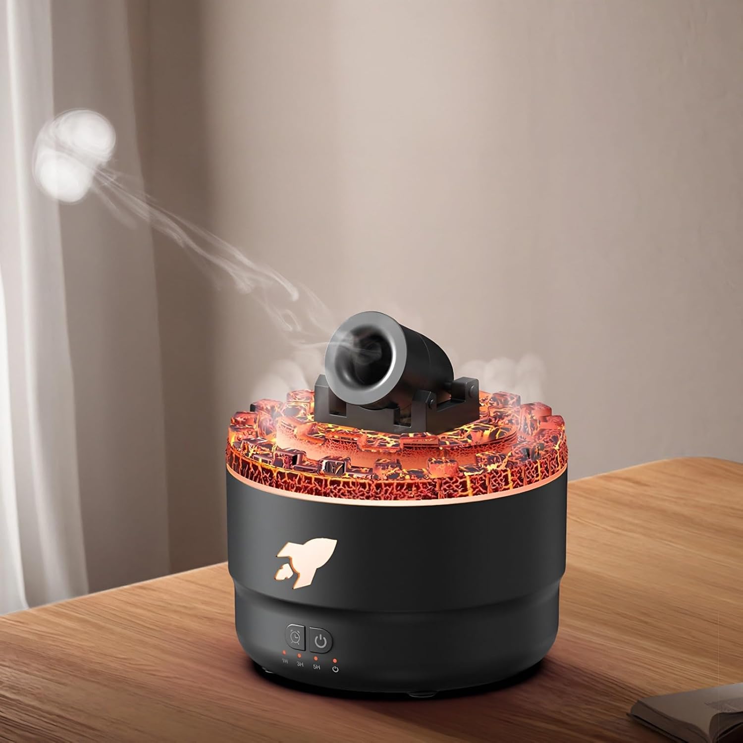 Aromatherapy Diffuser Humidifiers, Volcano Turret Creative Smoke Rings Humidifiers with Color LED Light, Ultra Quiet Cool Mist Essential Oil Diffuser for Bedroom Home Office