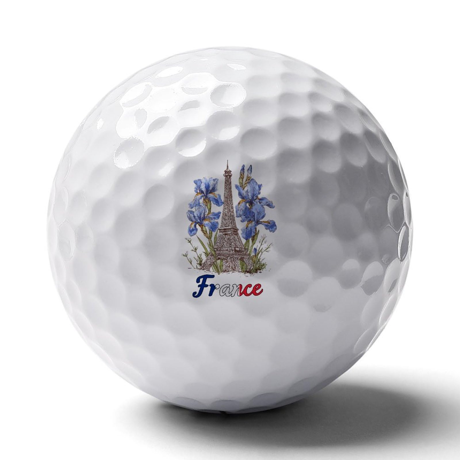 Eiffel Tower Iris Flowers France French Flag Golf Balls Rubber Practice for Training for Backyard Beginner