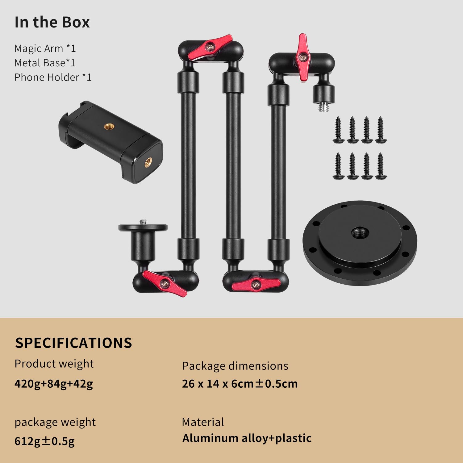 Supporto regolabile per cellulare, supporto da scrivania, montaggio a parete e staffa di montaggio a soffitto per telefono e altri smartphone (base in metallo+bracci da 82 cm+clip per