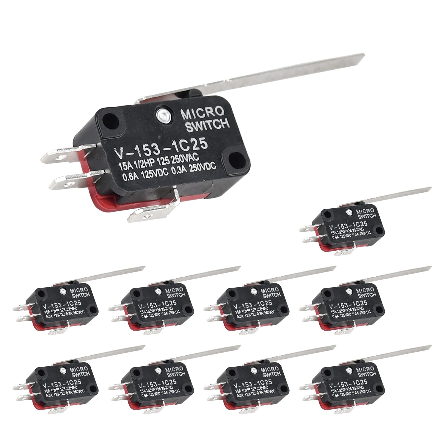 Mizoneparts 10PCS V-153-1C25 Micro Limit Switch Long Straight