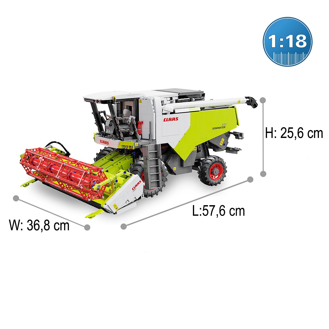 JAMARA 402873 CADA Claas Dominator 370 Briques 1:18 2,4 GHz, Agriculture pour Enfants à partir de 14 Ans, Technologie RC pour garçons, Jouet télécommandé, idée Cadeau pour Enfants, Double Mode