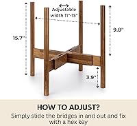 Vista 6 de Fox & Fern Soporte Grande Ajustable para Plantas de Interior — 11 a 15 Pulgadas, Soporte Premium de Bambú Estilo Moderno de Mediados del Siglo