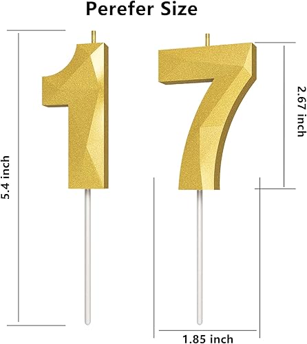 Miniatura 240 de Velas de cumpleaños con número (4 velas rojas) 3D con forma de diamante número Happy Birthday Cake Velas para fiesta de cumpleaños, boda, decoración