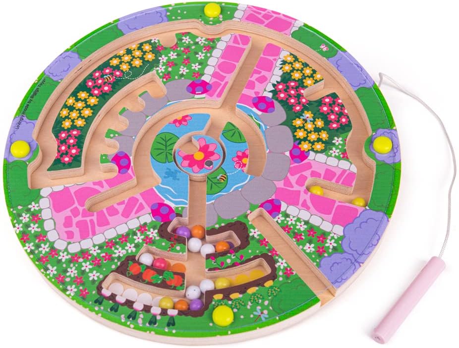 Bigjigs Toys, Flower Garden Maze Puzzle, Wooden Toys