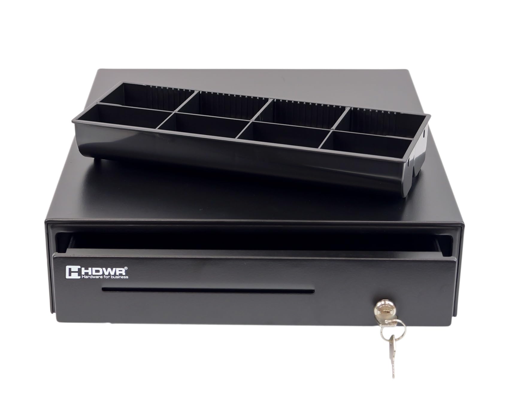 HDWR HD-KER35 Tiroir-caisse enregistreuse, RJ12, acier durable, avec clé | Tiroir fiscal pour point de vente, connexion imprimante tickets, design élégant, verrouillable