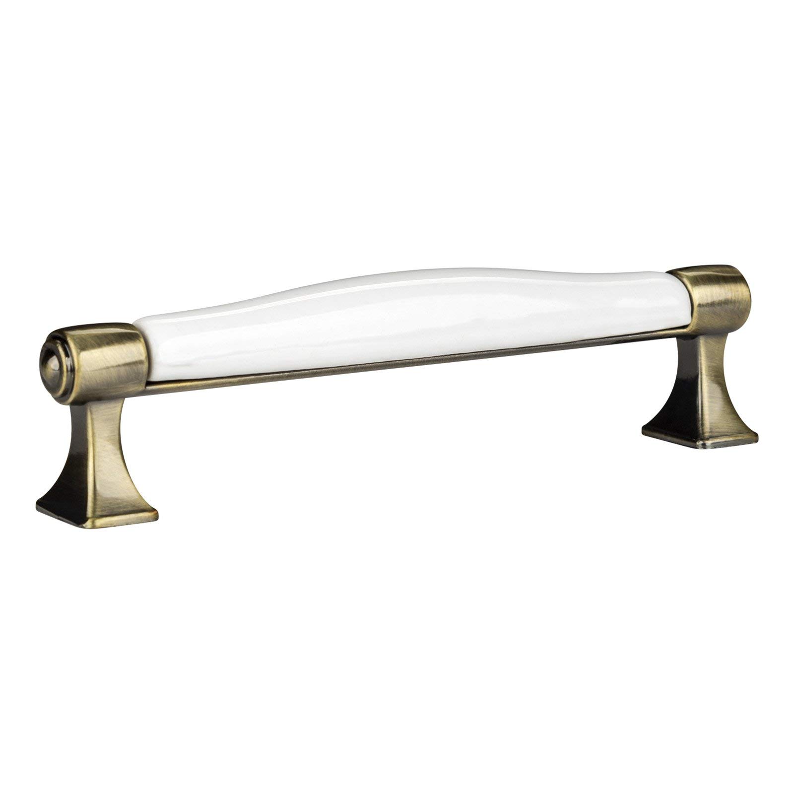 SOTECH SET da 128 mm 10 x Maniglie d'Epoca MARIE per Cucina Finitura Ottone | Antico Distanza Fori