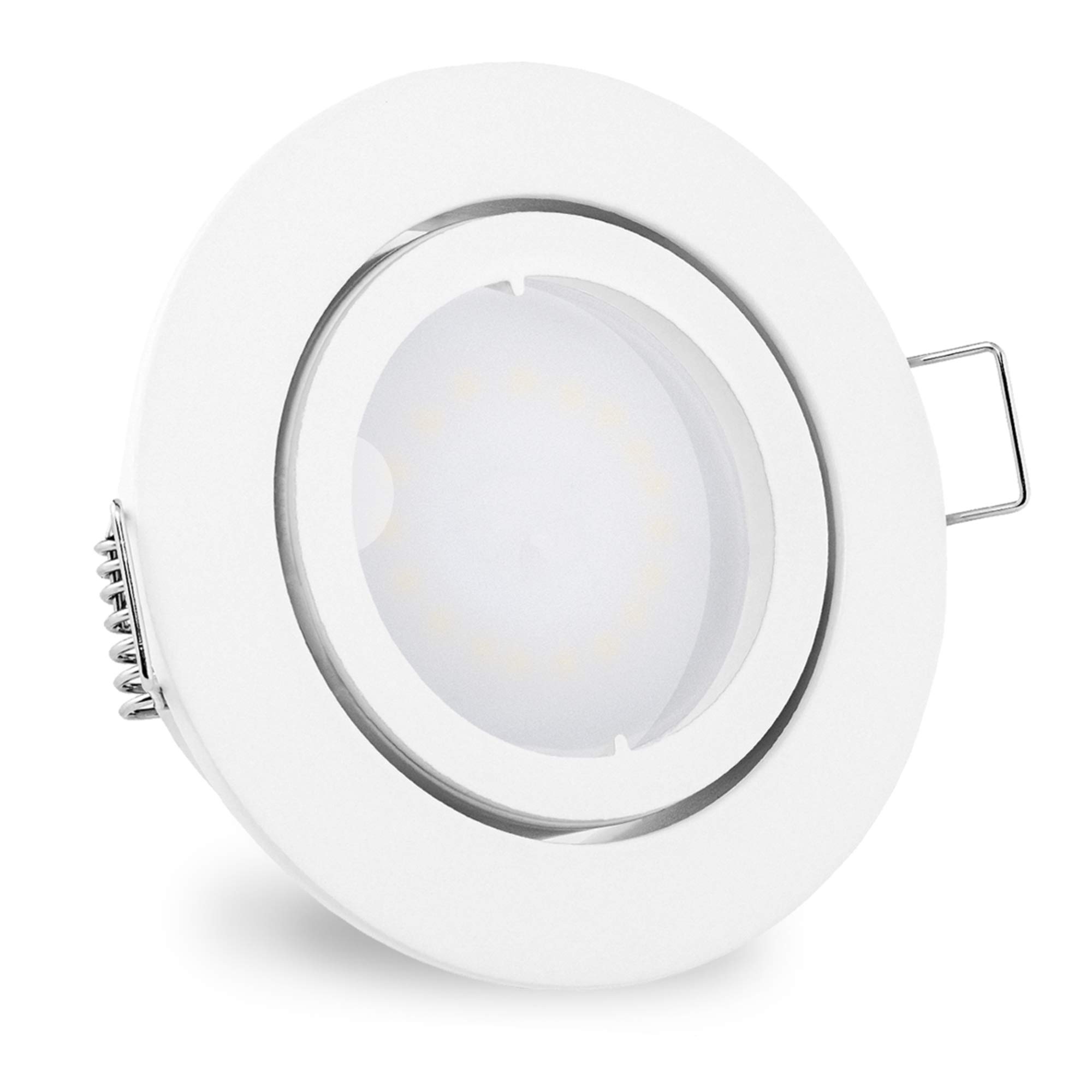 linovum 10 Stück fourSTEP Einbauspots LED schwenkbar dimmbar ohne Dimmer - LED GU10 5W warmweiß - Einbaustrahler weiß rund