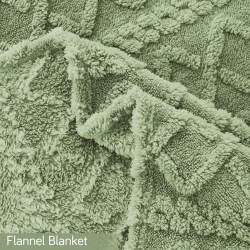 Image of HOKIPO Fleece AC Blanket Double Bed Queen, 200X230 Cm / 6.5X7.5 Feet, Pistachio Green (AR-5743-GRN)