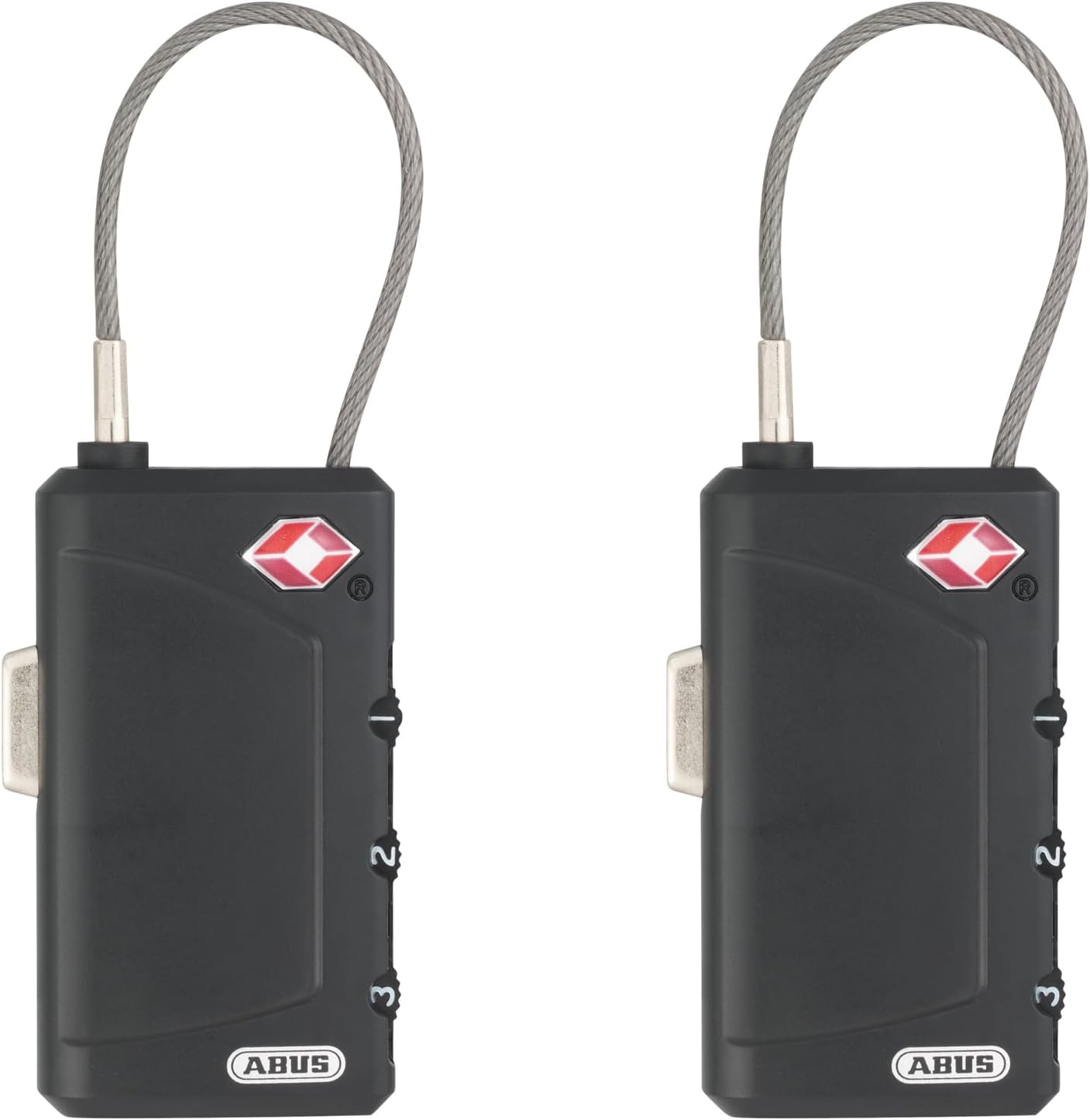 ABUS 2-Pack 148TSA/30 TSA Cable Combination Lock for Hard Cases, Luggage, Resettable, 1.3inch (30mm), Black (2)