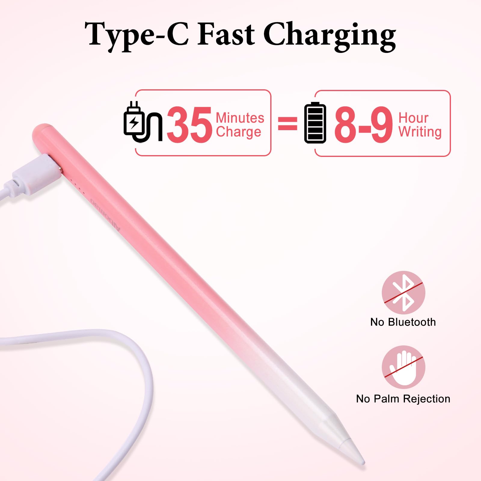Creative Stylus Pen para pantallas táctiles - Batería de larga duración, compatibilidad universal para iPhone/iPad/Samsung/Huawei/Lenovo y otras tabletas iOS/Android, para dibujar y escribir (rosa)