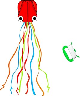 Large Octopus Kites-1 Pcs Rainbow Mollusc Flying Octopus Kite for Kids and Adults,kites for adults Beach and Summer Outdoor Toy with 100 meters Flying Line and Spool, Nylon Kite for Beginners