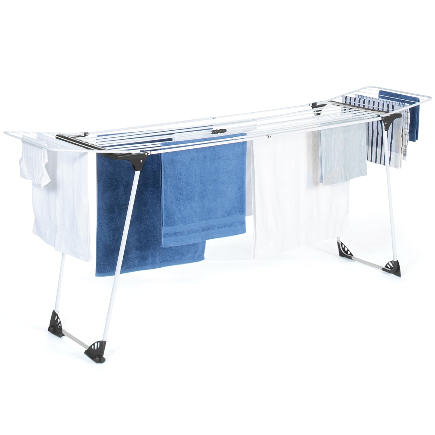 IDMarket - Tendedero extensible y plegable gris y blanco 160 a 211,5 cm ULTRA