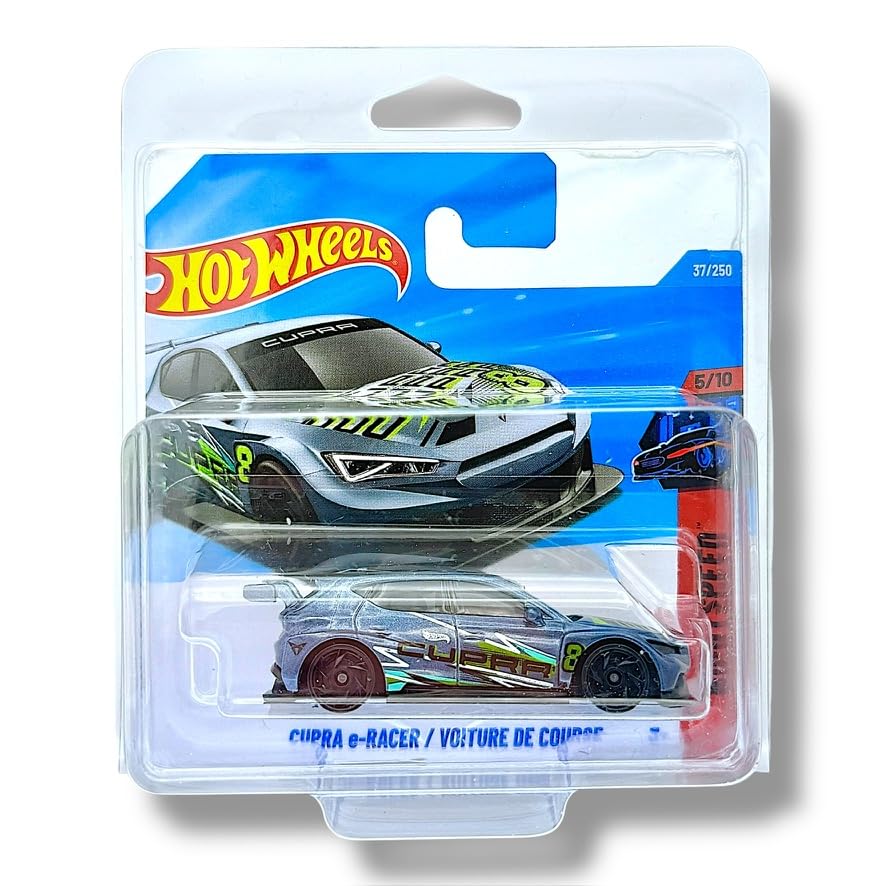 Hot Wheels Cupra e-Racer (Metallic Gun Metal Grey, White & Green) 6/10 Nightspeed - 2026-37/250 (Short Card) - includes a KLAS Car Keeper Protector Case - JJJ08
