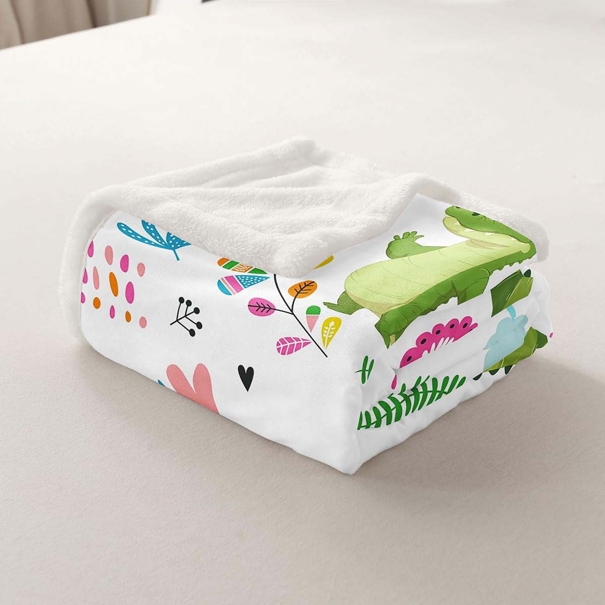 Homewish Kawaii krokodyl narzuta koc podwójny 152 cm x 203 cm uroczy tęczowy krokodyle polarowy koc na łóżko dla dzieci dziewcząt chłopców kreskówka kwiat zwierzę szerpa koc, kwiatowy miłość serca