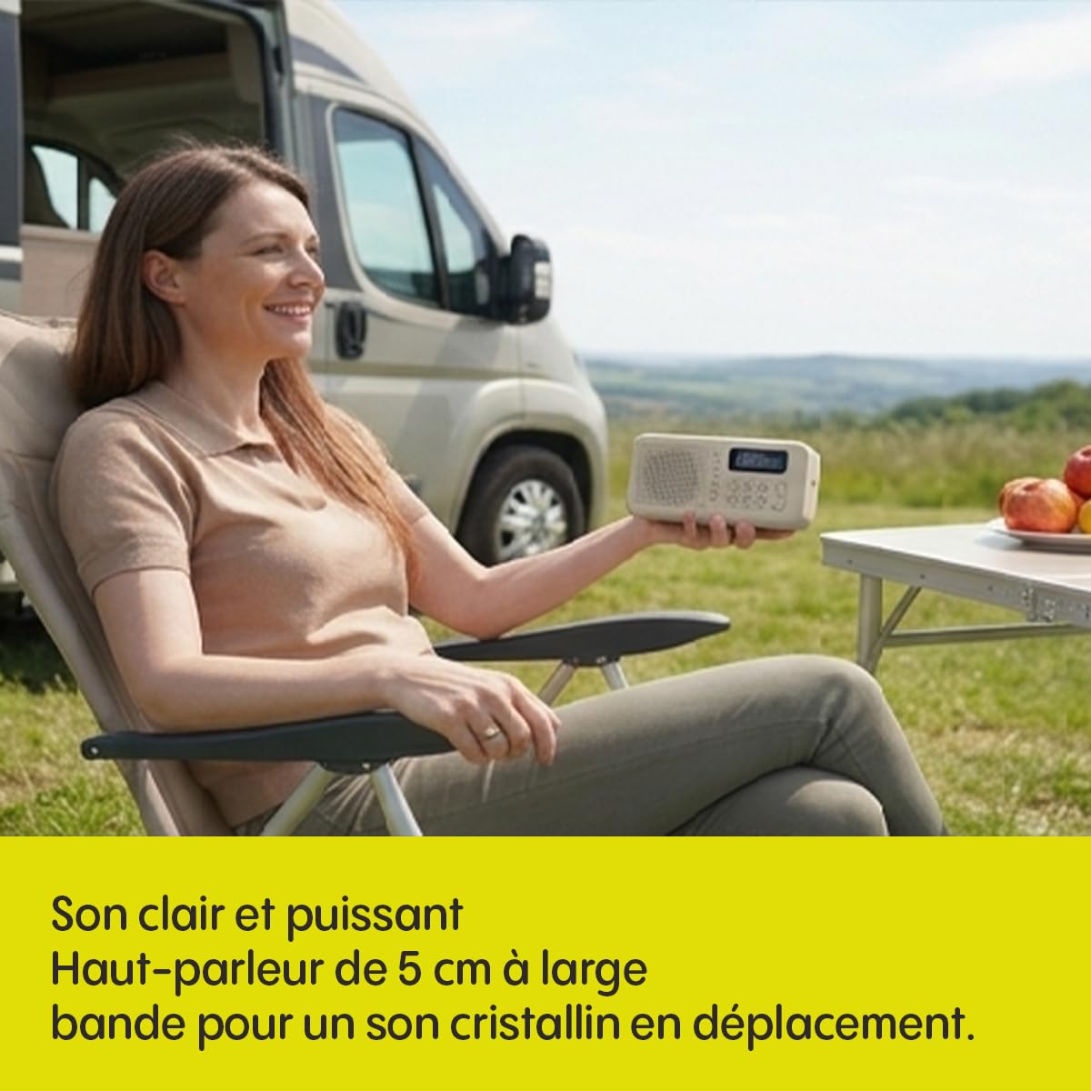 Pure Elan Move Radio numérique portable DAB+ & FM avec Bluetooth 5.3, radio de poche ultra compacte avec batterie jusqu'à 16 heures, radio portable avec prise casque et écran LCD, sable