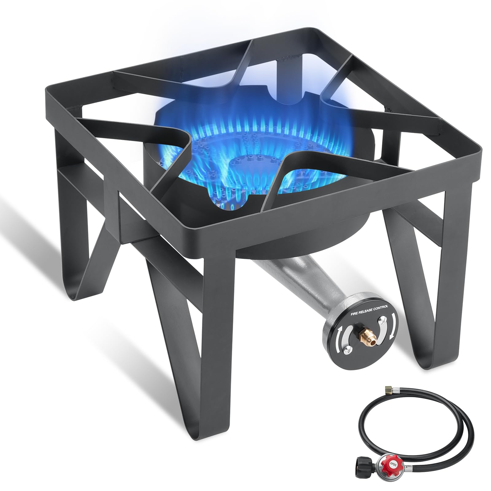 SKOK 200,000 BTUs High Pressure Single Burner Propane Camping Stove - Portable Outdoor Stove for Outdoor Cooking, Backyard, Picnic