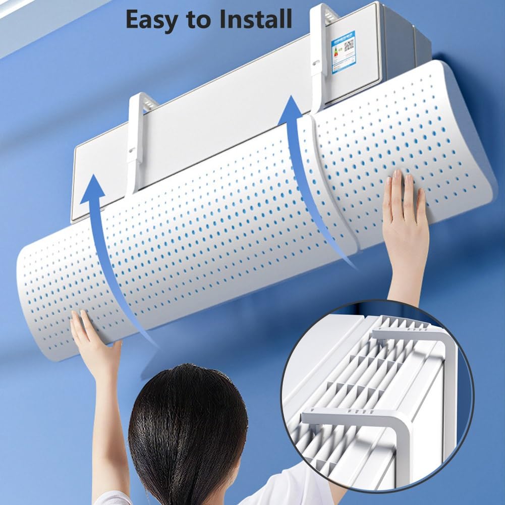 Condizionatore Deflettore di Ventilazione Aria Retrattile | Anti-soffio Diretto, Regolabile Paravento Climatizzatore Universale, Filtro in Cotone, Ruotabile a 180°