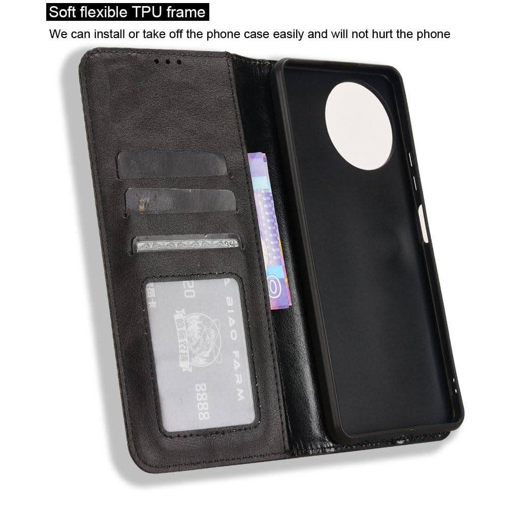 COMAKU Compatible with Blackview Shark 8 Case Leather - Flip Cover Protection magnetic Phone Case wallet with Card Holder - Black - Image 3