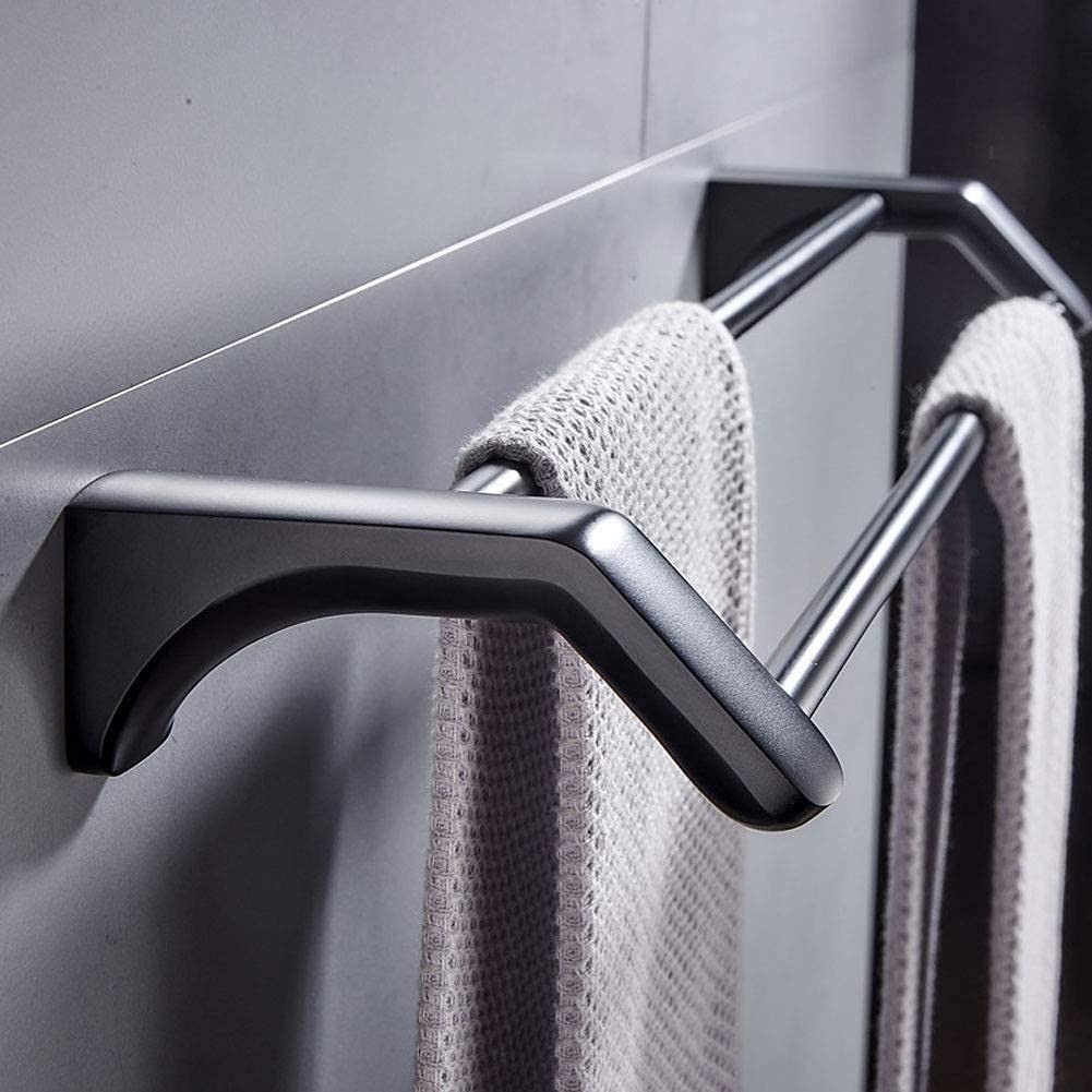 Porta Asciugamani Porta Asciugamani In Acciaio Inox Nero Semplice Doppio Palo Bagno Rack Cucina Accessori Per Il Bagno(50cm)