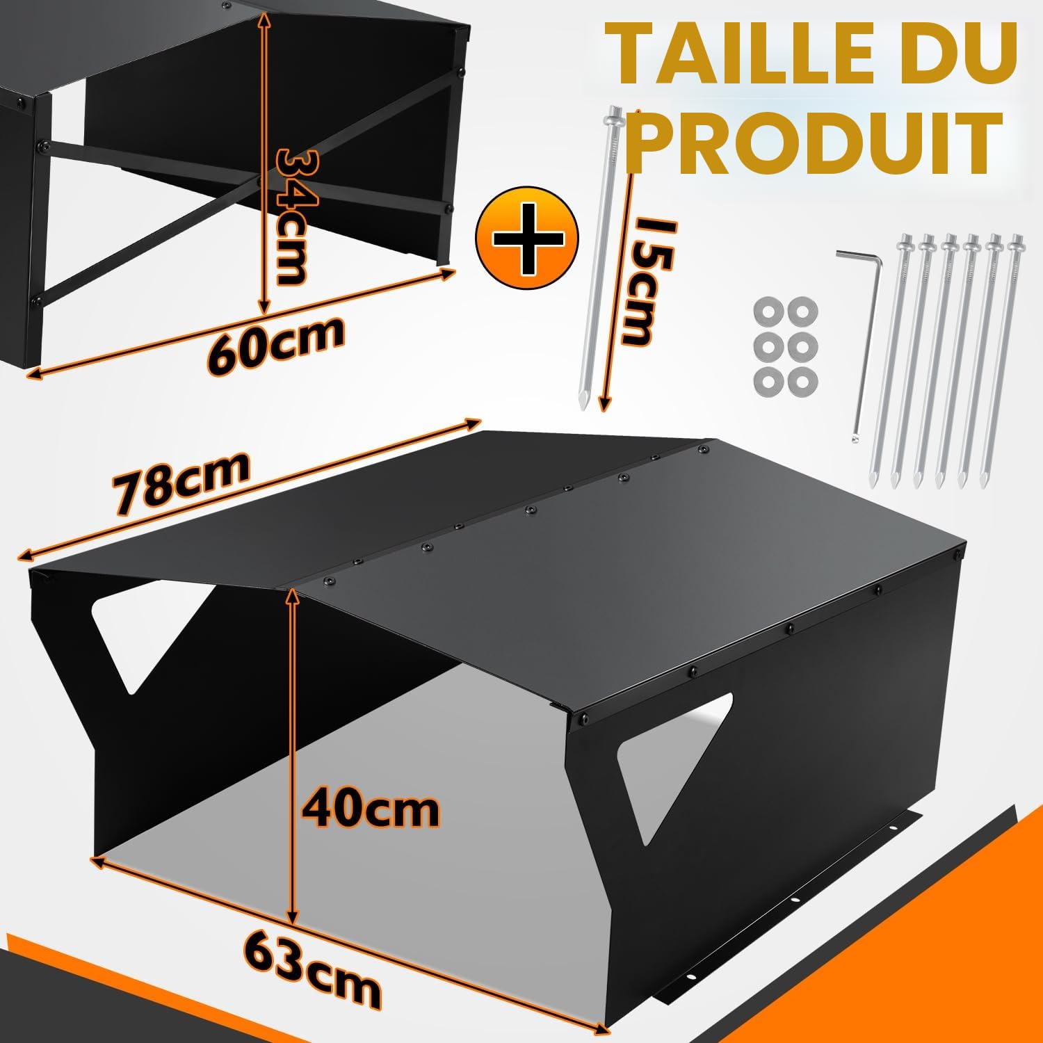 Gimisgu Toit de protection galvanisé pour robot tondeuse à gazon, avec gants et protection UV, idéal contre la pluie et la grêle, 78 x 60 x 34 cm, noir