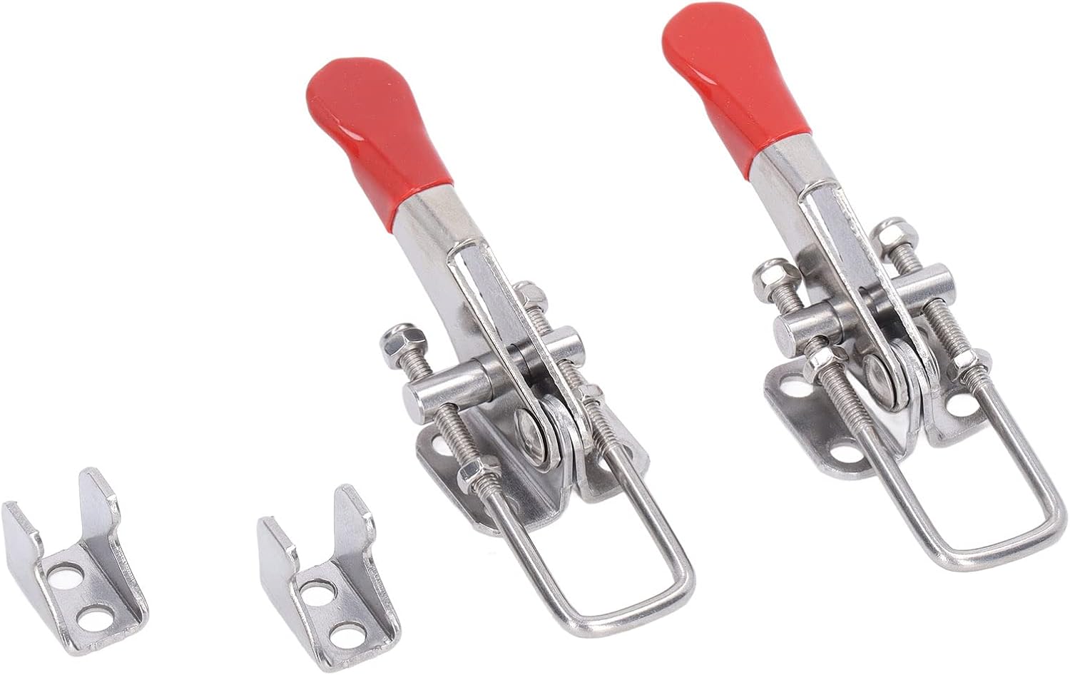 Oumefar 2Pcs Toggle Clamp, Toggle Latch Clamps Pull Latches Adjustable Pull Latches Clamp, 304 Stainless Steel Latches Pull Clamp 400lbs Capacity Toggle Clamp Set for Cabinet Boxes Trunk Door Closet