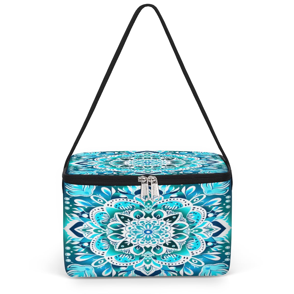 GzLeyigou Mandala Lunch Bags for Women Men 9 Cans, Hot & Cold Food Delivery Bag Insulated Grocery Bag Insulated Lunch Box Ethnic Texture Cooler Bag for Office Work Picnic Beach