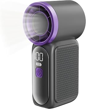 Handheld Portable Turbo Fan - Portable Handheld Fans, 100 Levels of Air Volume Adjustmen, USB Rechargeable Personal Fan for Travel/Outdoor/Vacation/Concerts Black
