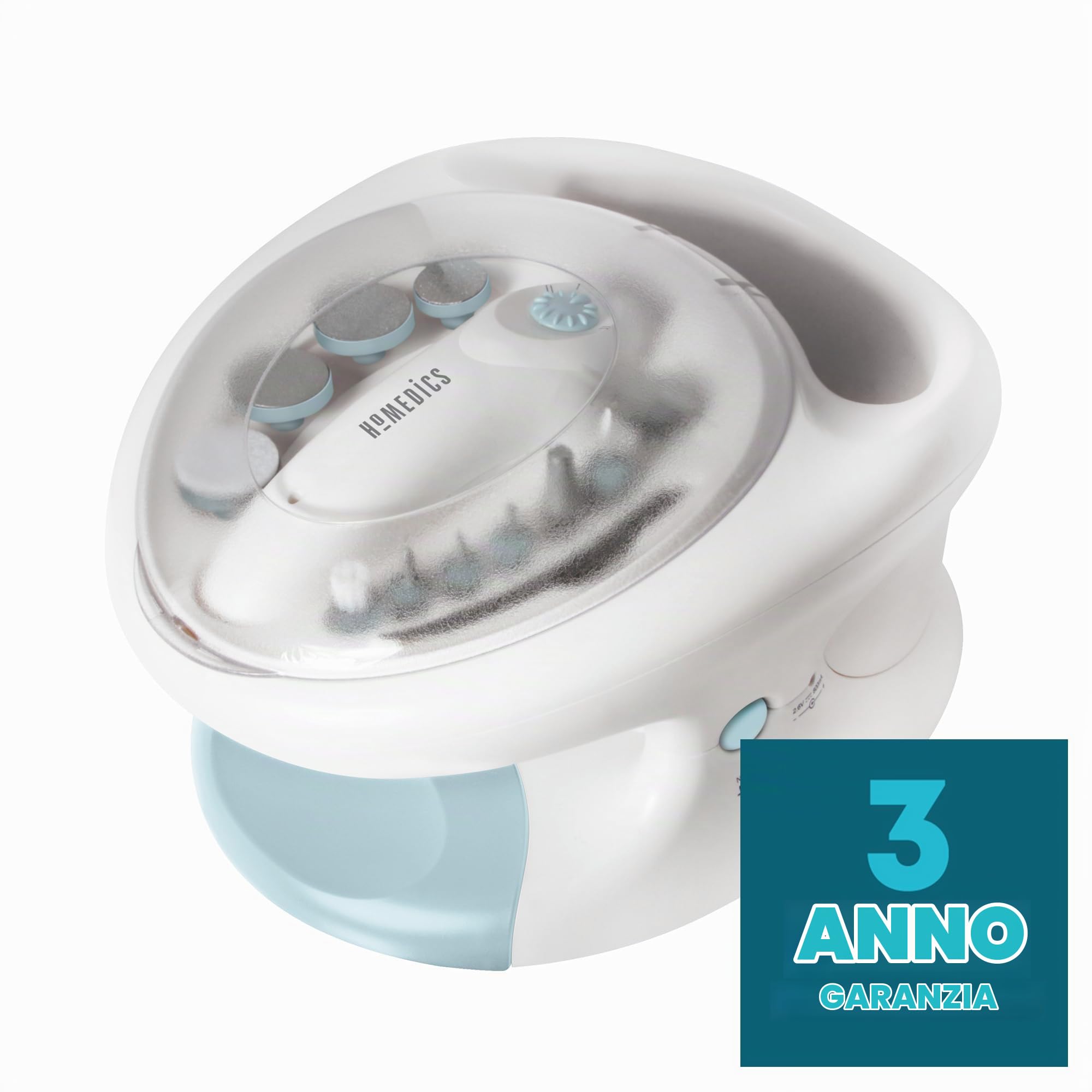HoMedics Set per Manicure e Pedicure Elettrico, Kit Massaggio Lenitivo con Ammollo, 12 Accessori per Trattamento di Unghie, Dischi Lucidanti e Leviganti, Rimozione di Calli e Cuticole, Asciuga Smalto