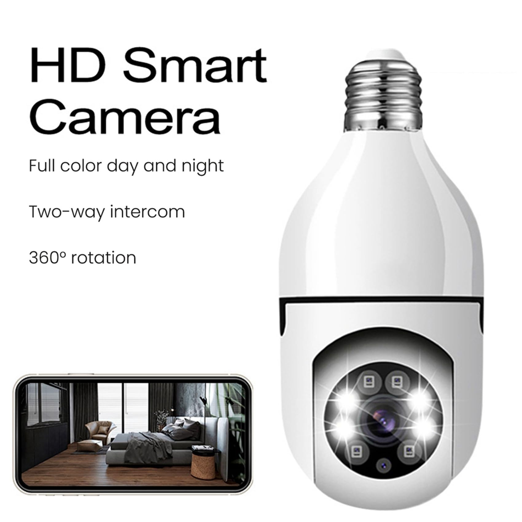 3X 5G WiFi Ampoule Vision Nocturne CaméRa Surveillance Pleine Couleur Automatique Suivi Humain VidéO Moniteur de SéCurité Cam