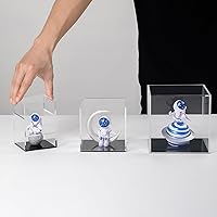 Vista 6 de Caja de exhibición de acrílico transparente de montaje simple con base negra, soporte elevador para figuras y accesorios de juguetes removibles