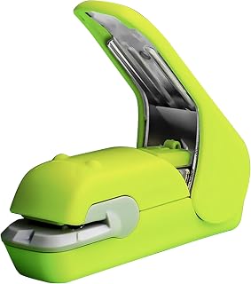 Grapadora sin aguja, engrapadora en relieve, engrapadora de metal portátil, ahorra tiempo y esfuerzo, peso ligero, cómodo de usar, adecuado para sala de estar, oficina, escuelas (color: verde)