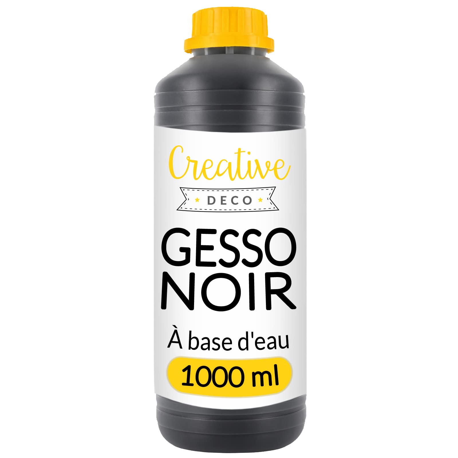 Creative Deco Additif Gesso Acrylique Noir | 1L | Sous-Couche | Apprêt et Préparation Liquide de la Peinture Acrylique | Couvert