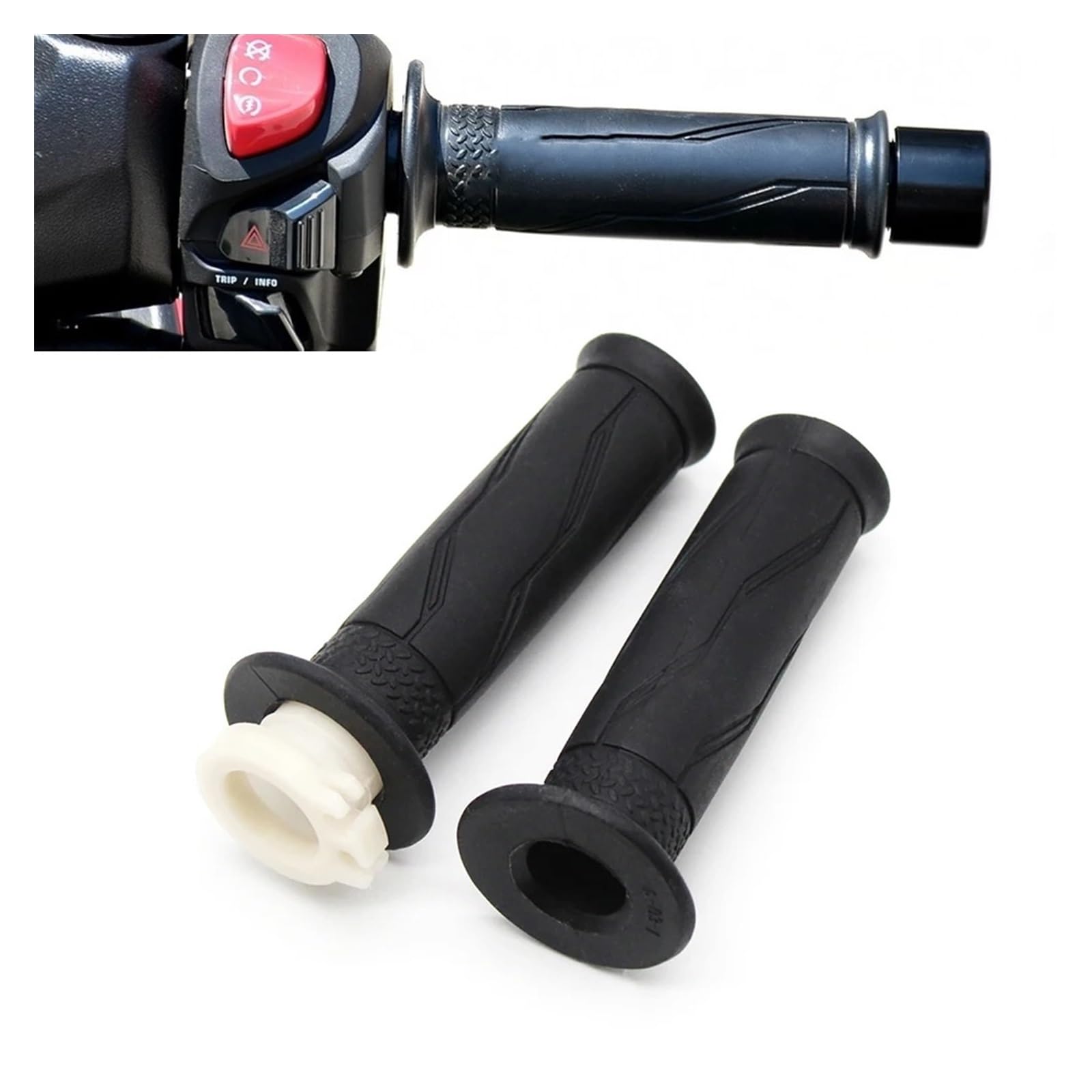 Empuñaduras Manillar para MT09 MT07 MT03 MT25 FZ6 FZ1 FZ8 XJ6 Cubierta De Agarre De Manillar De Motocicleta Mango De Goma Agarre del Acelerador Funda De Goma(Black 2)