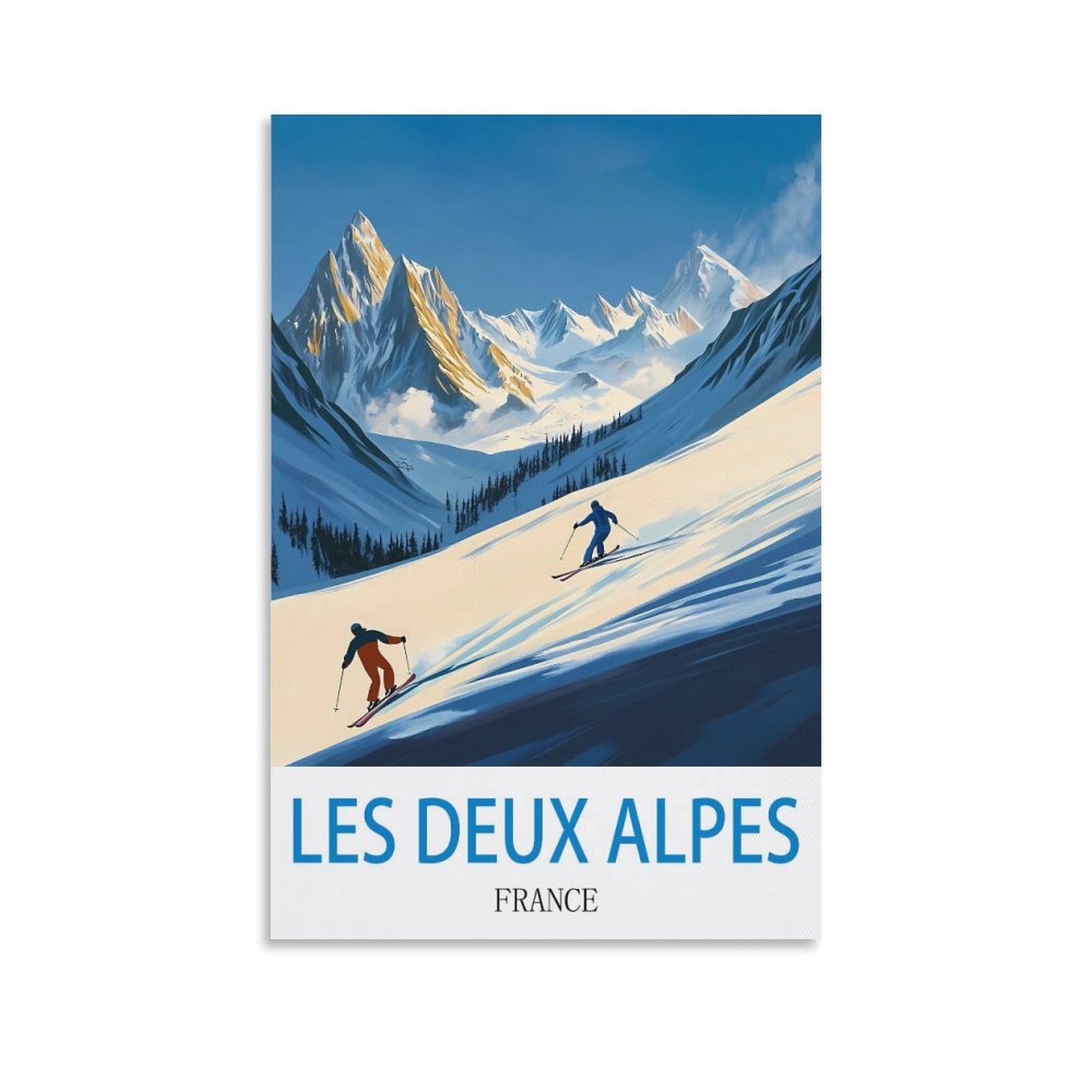CTZIKWW Les Deux Alpes France Vintage Travel Poster 12x18inch(30x45cm) Canvas Art Prints Picture Wall Art Painting