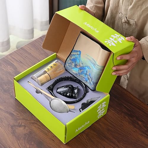 Mochachaju Black Mottled Matcha Whisk Set