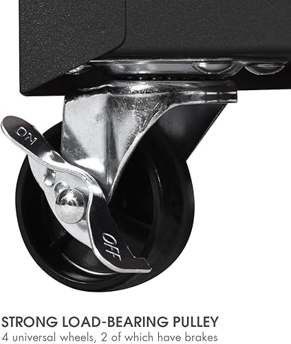 Miniatura 5 de DORTALA Caja de herramientas 2 en 1 con 5 cajones deslizantes, organizador de caja de garaje rodante, caja de herramientas con cerradura,