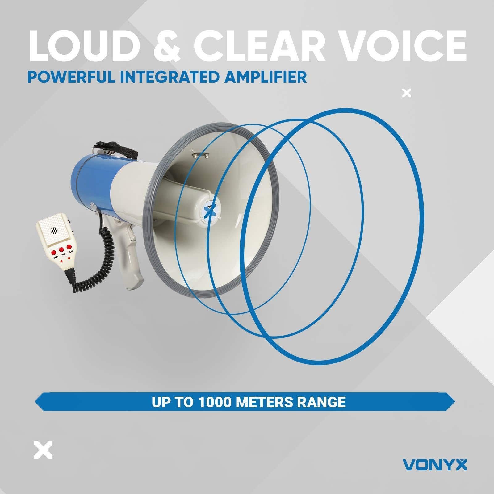VONYX MEG065 megafono Esterno 65 W Blu, Bianco