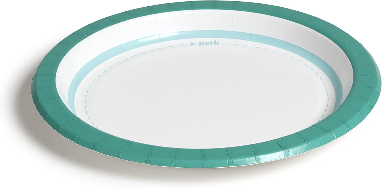 Perk 8.5 Inch Paper Plates, 500 Count Bulk, Medium-Weight Microwave Safe Disposable Plates for Everyday Use & Parties