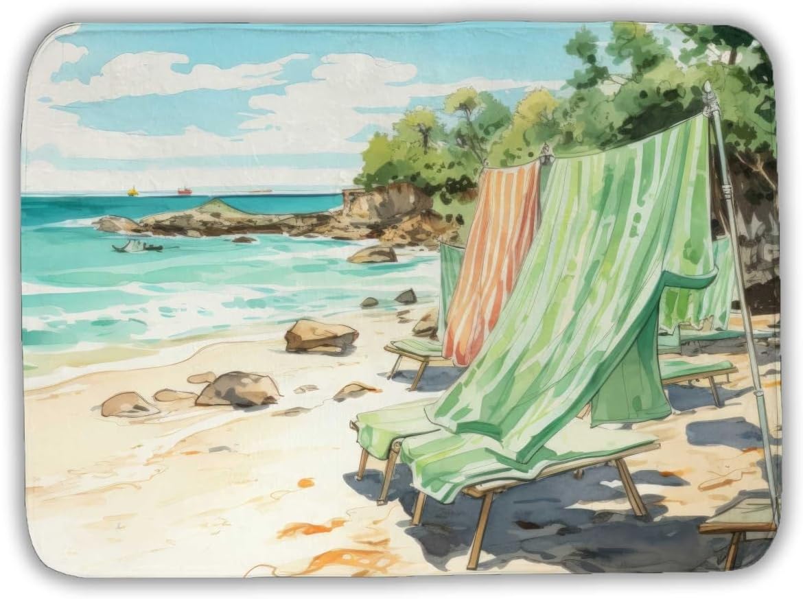 C1BM1724QNZLKV 17 x 24 in. Beach Calm Green Bath Mat - Eco-Friendly Decor Accessory