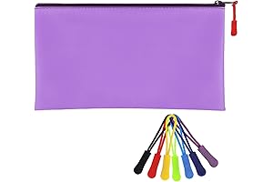 ULVBABI 11x6.1 Inch Purple Money Bag With 7 Zipper Extension Pulls