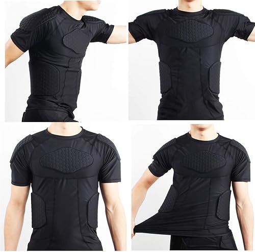 Miniatura 2 de Topeter Camiseta protectora acolchada de compresión para hombre, protector de hombros en el pecho