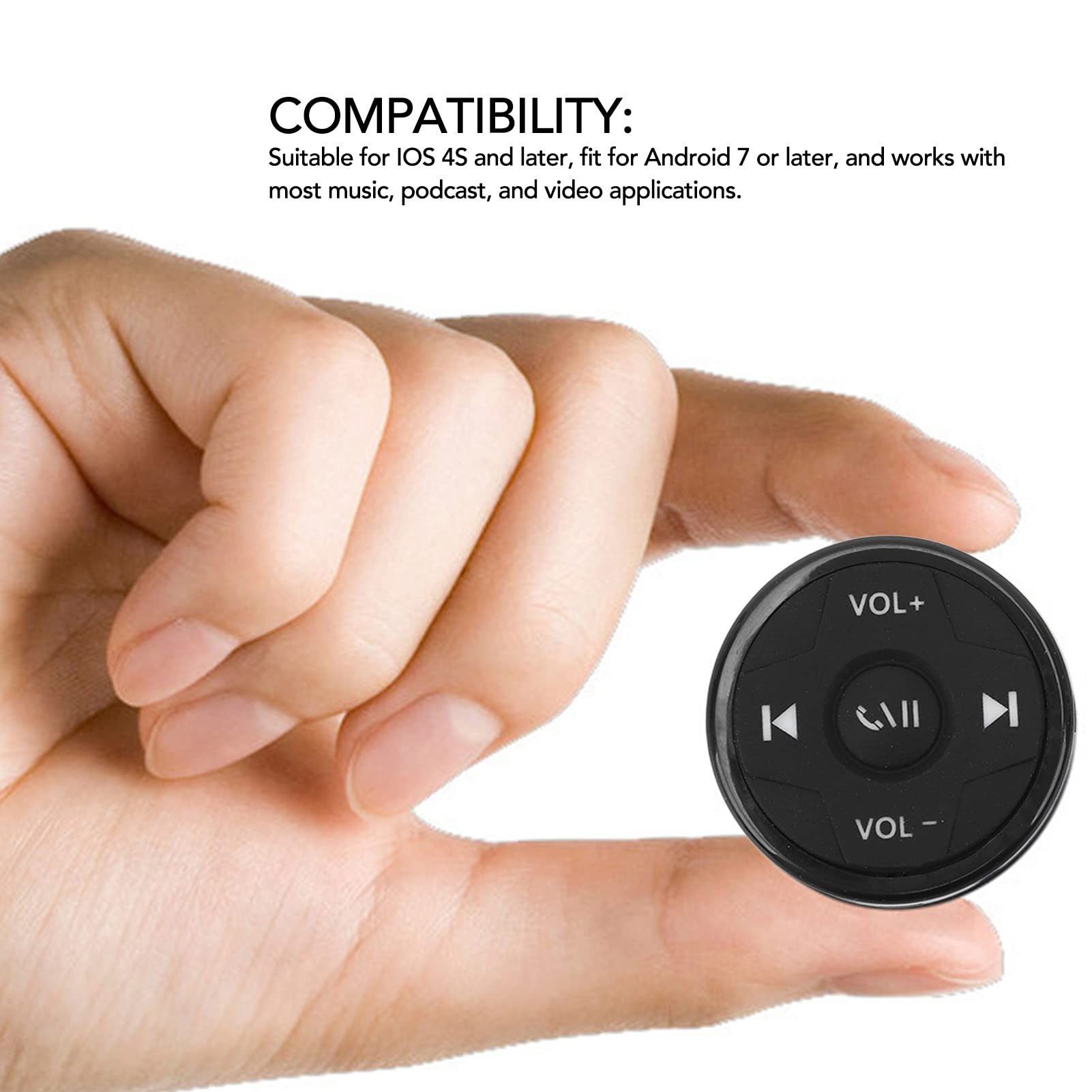 Kit de Télécommande, Bouton Bluetooth étanche Appariement Facile pour IOS pour Android Bouton Multimédia Télécommande pour Vélo Moto Volant