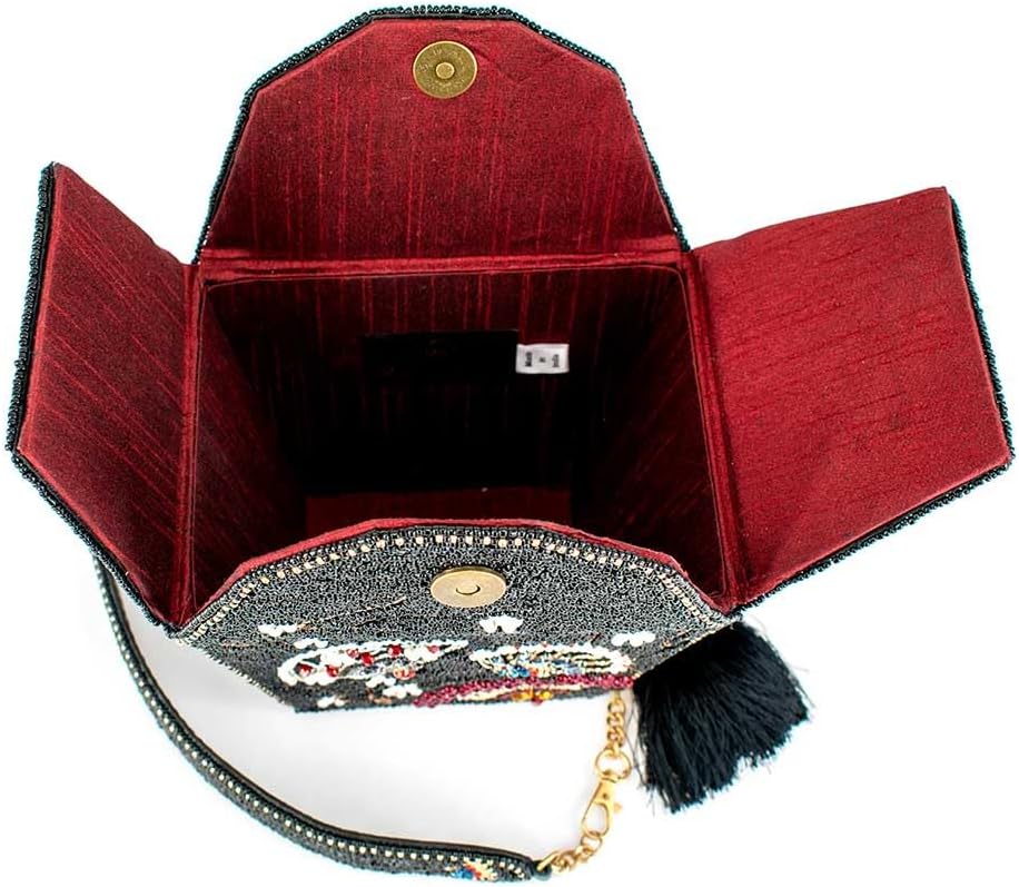 Mary Frances Fanfare Beaded Handbag Takeout Container Novelty Evening Purse Statement Bag, Black